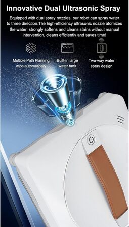 Робот для миття вікон GLOGLOW, 2500 Па, 650 мАг, інтелектуальний, безпечний, 100–240 В, для офісу, EU-штекер