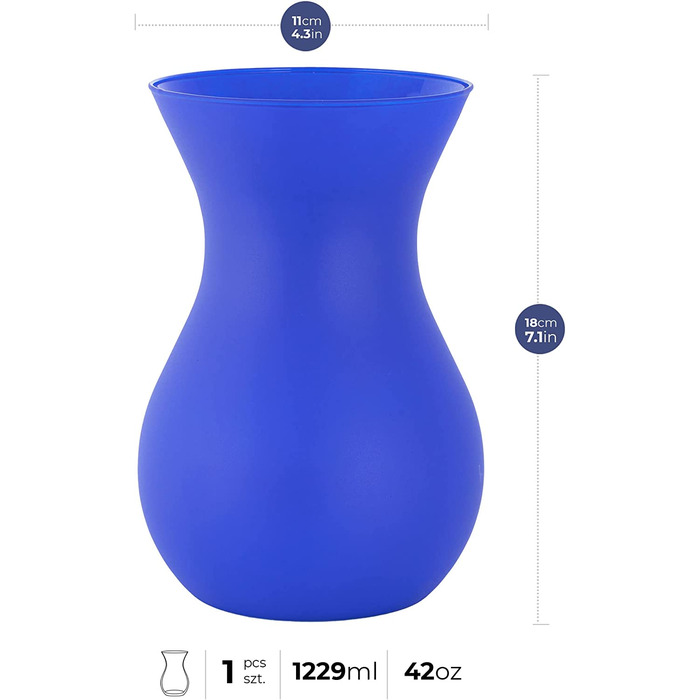 Тренд для дому ваза для квітів ваза скляна скляна ваза для квітів скляна ваза для квітів настільна декоративна ваза прозора скляна декоративна ваза для вітальні декоративна ваза 2410 мл ч. 18 см / мак (синій, 1229 мл)