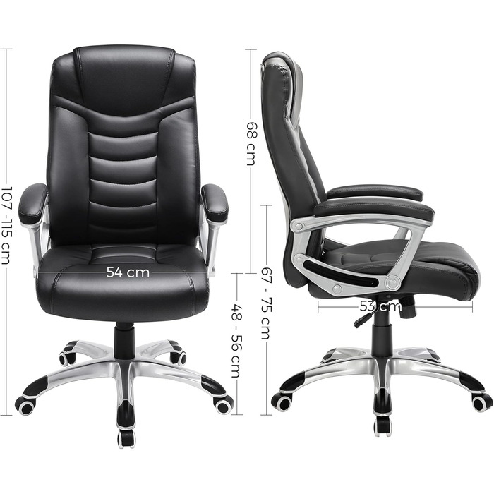 Крісло офісне SONGMICS регульоване по висоті, чорне, OBG21B, 52x53x122 см