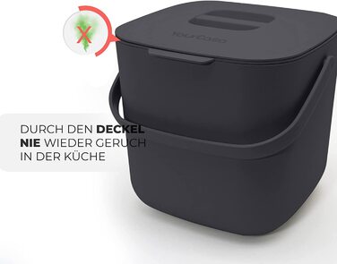 Відро для компосту YourCasa - 7 л-для побутових органічних відходів на кухні - можна мити в посудомийній машині-не має запаху-знімна внутрішня вставка-органічна кошик для сміття з кришкою кухонний кошик для органічних відходів (антрацит)