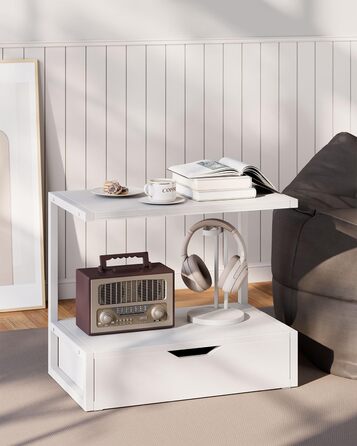 Підставка для принтера IBUYKE 2-ярусна, стіл з полицею для офісу, органайзер для паперів, книг, сканера, факсу, білого кольору TLJ015W