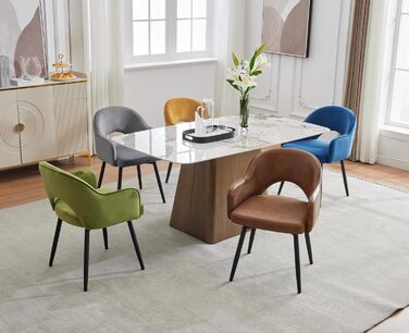 Елегантні крісла для обідньої зони 2 шт. з велюру, поворотні, 360°, з підлокітниками, блакитні (53x58x78 см)