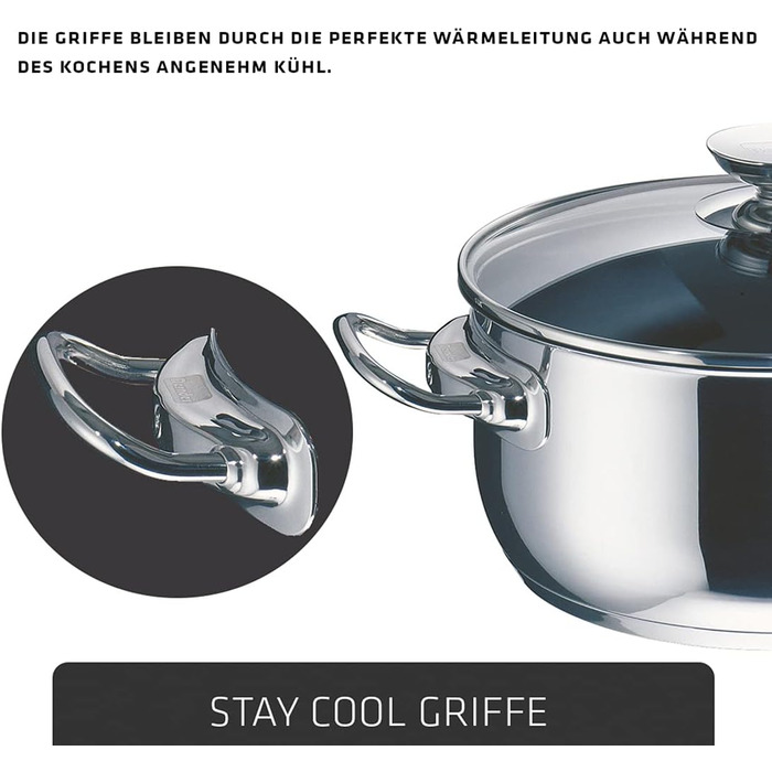 Каструля Berndes Injoy Special Edition з нержавіючої сталі, 5 літрів, з кришкою, для всіх типів плит (індукція)