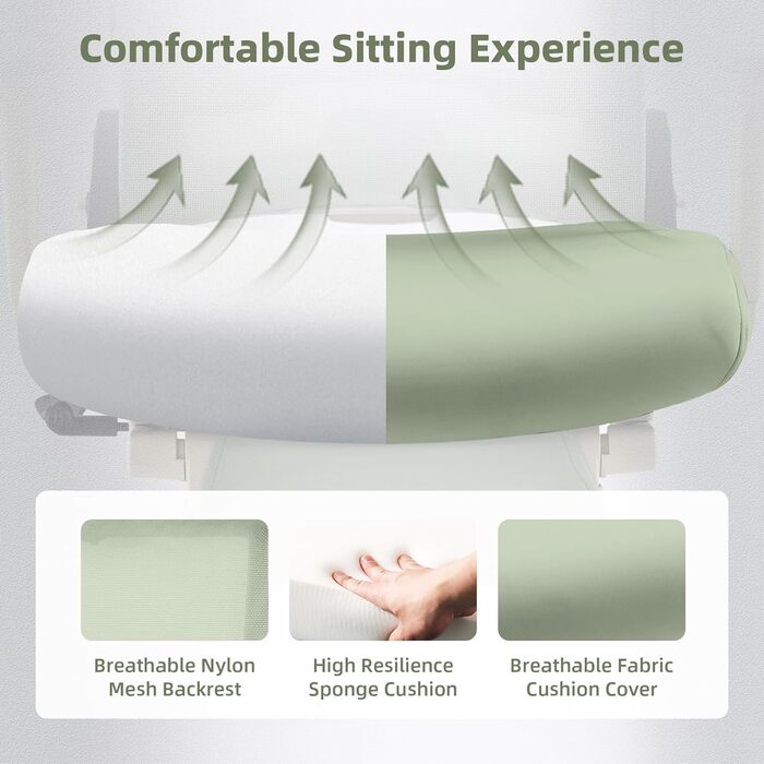 Ергономічне офісне крісло з високою спинкою, підставка для ніг, комп'ютерне крісло з сітчастою спинкою, фіксована підголовник, 2D підлокітники, регульована поперекова підтримка, м'яке сидіння