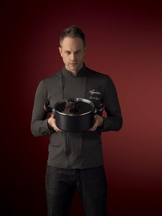 Каструля Lagostina Linea Rossa, індукційна, з двома ручками, Ø 24 см, алюміній, з кришкою, для плити та духовки, чорна