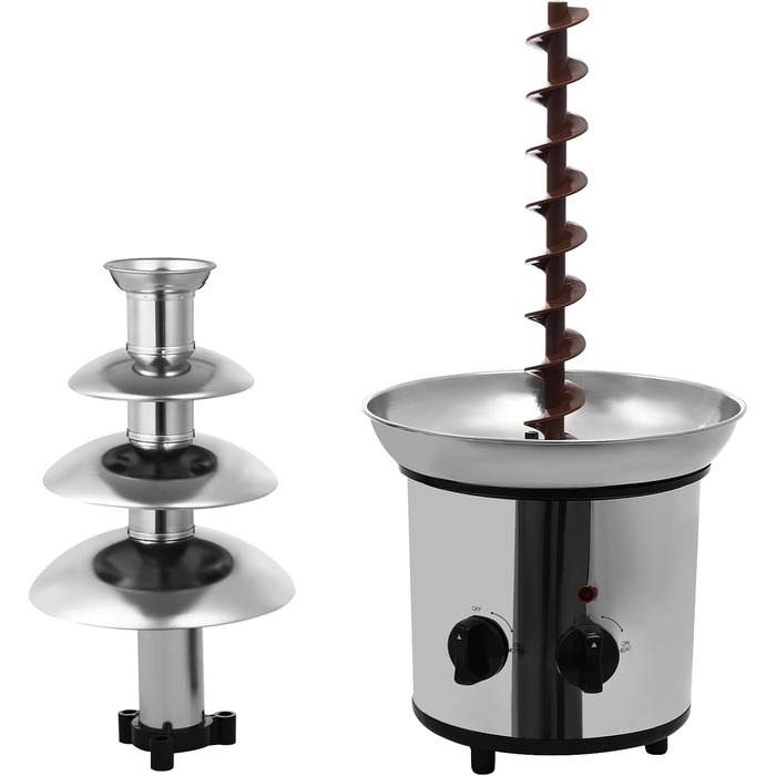 Шоколадний фонтан 4 яруси з функцією нагрівання, 170W, 2L, нержавіюча сталь, для кафе, готелів