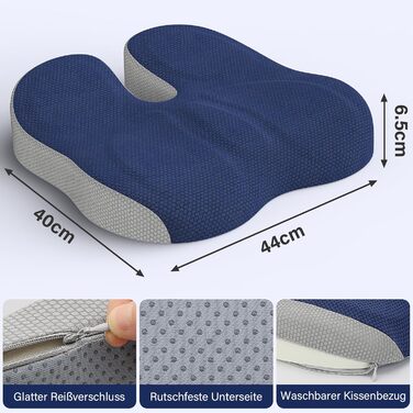 Ортопедична подушка для сидіння, ергономічна подушка для офісного крісла, подушка для куприка, комфортна подушка для стільця, зняття стресу, подушка для стільця, сидіння для автомобіля, офісу - (Блакитний)