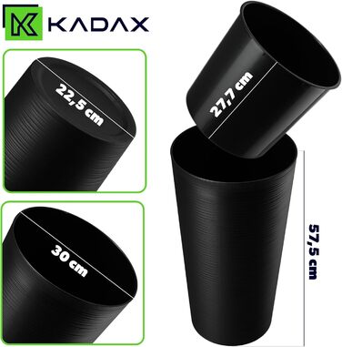 Набір горщиків KADAX (3 шт) з дерев'яною стружкою, чорний, 19.25/30 см