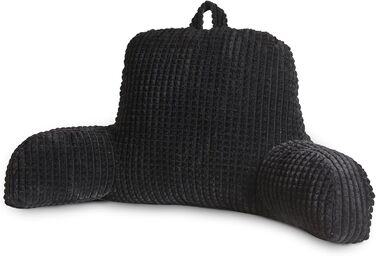 Лежак для читання Lesekissen, великий, для дорослих та дітей, з підлокітниками, підтримка спини для відпочинку та сну, вафельний малюнок, стереоскопічний дизайн, чорний, великий