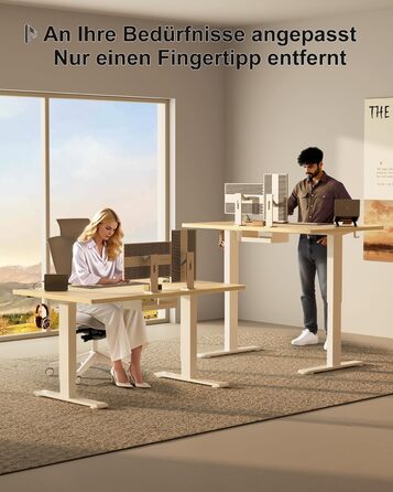 Електричний стіл Homall 120x60 см з регулюванням висоти, з 4-секційною стільницею, пам'яттю, білий + бежевий