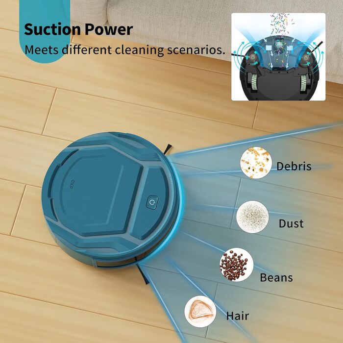 Робот-пилосос OKP 2100Pa з Wi-Fi, суперантивний, керування через додаток та голосовим управлінням Alexa. Тиха робота, ідеально для шерсті тварин, підходить для підлоги та килима. Самостійна зарядка, 100 хвилин роботи.