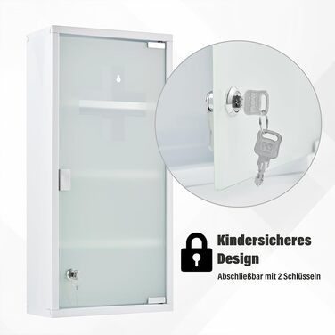 Медичний шкаф Zedelmaier з нержавіючої сталі, 4 відділення, для зберігання ліків, з замком, 57 x 27 x 12 см, білий