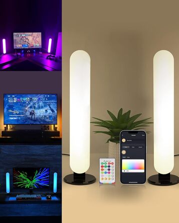 Набір розумних настільних ламп ALANTOP з 2 шт. , WiFi, Alexa/Google, білий і RGB, синхронізація музики, USB, RGBCCT