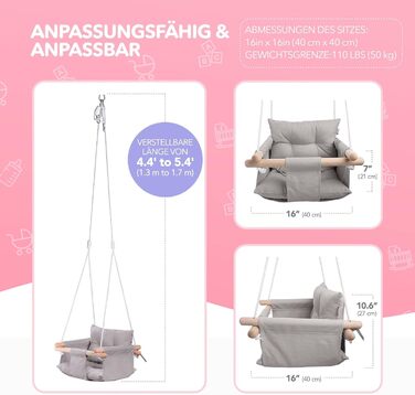 Дитяча гойдалка Cateam з дерева для дому та саду. Безпечний ремінь, від 12 місяців. Різні кольори (тауп-сірий)