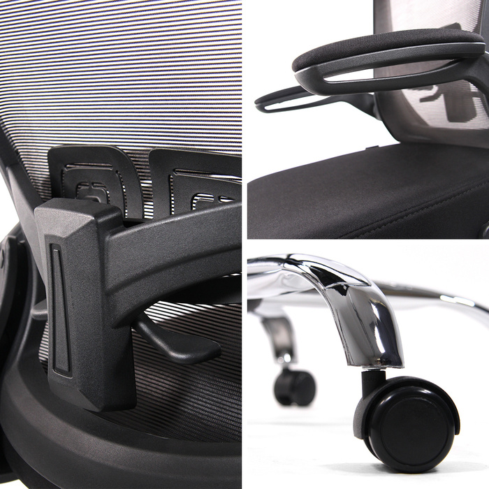 Офісний стілець / табурет VENDO WORK з сітчастою/тканинною оббивкою, чорного кольору, hjh OFFICE