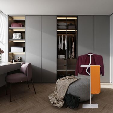 Стійка для одягу Relaxdays для чоловіків, 107 x 47,5 x 20 см, білий, з полицями для сорочок та штанів