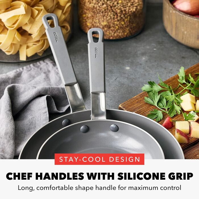 Набір сковорідок GreenPan x Bobby Flay, 20.3 см та 25.4 см, професійний, тришаровий, з антипригарним покриттям, індукційний, для посудомийної машини (12 предметів)