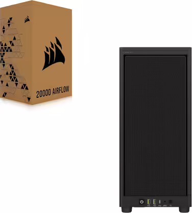Корпус Corsair 2000D Airflow Mini ITX - Сітчаста сталь - 3 слоти для графічного процесора - Оптимізоване охолодження - Передній ввід/вивід - Чорний