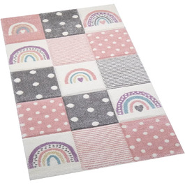 Килим Dream Дитячий килимок Play Килимок Rainbow Dots Маленьке серце Рожево-сірий кремовий Розмір 80x150 см 80 x 150 см Рожево-сірий кремовий