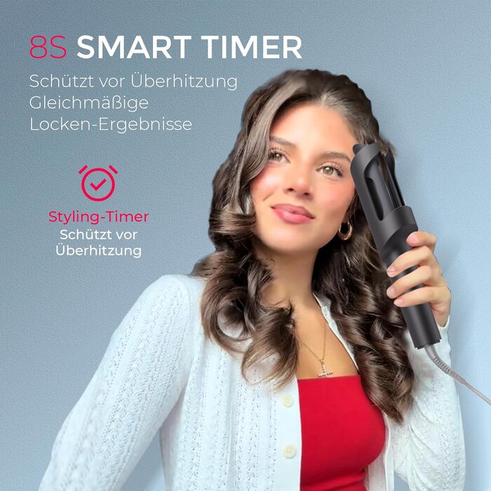 Автоматичний локон-стайлер TYMO CURLPRO: 25 мм, захист від перегріву, 3 температурні режими (160-210°C), для великих та маленьких локонів, металевий сірий