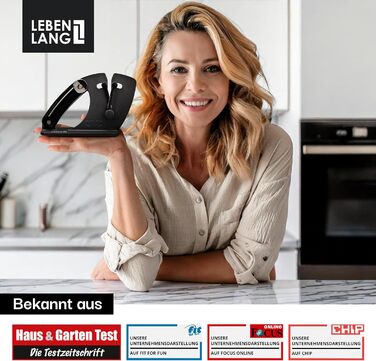 Точилка для ножів LEBENLANG Profi: 15-45 градусів, рухома V-подібна леза для грубого та тонкого заточування ножів та ножиць | Професійна точилка для ножів