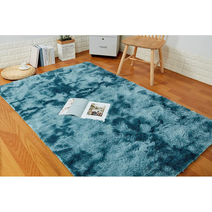 Килим ROHATIM з високим ворсом, супер м'який волохатий килим для вітальні, пухнастий м'який килимок, Килимки для спальні, супер м'який пухнастий дитячий килимок, килим (темно-синій, 80 x 150 см)