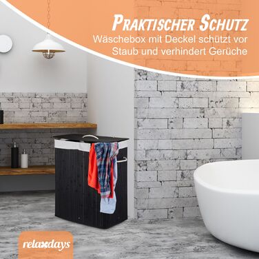 Кошик для білизни Relaxdays з бамбука та кришкою