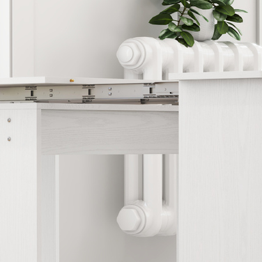 Розкладний обідній стіл, кухонний стіл, білий. Матеріал: ДСП. Розміри: 60-180 x 85 x 75 см.