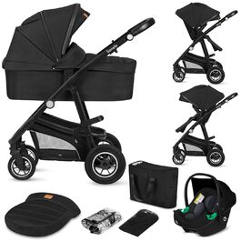 Дитяча коляска Lionelo Bianka 3 в 1: люлька, автокрісло, прогулянкова, до 22 кг, чорний онікс