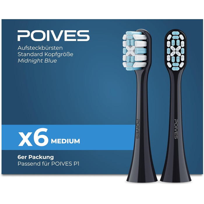 Електрична зубна щітка POIVES P1 Pro з датчиком тиску, 72000 рухів, 4 роки гарантії, 111 днів без ризику, тривалий час роботи акумулятора, колір: Midnight Blue