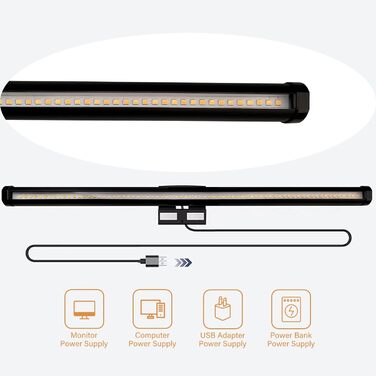 LED лампа на монітор з USB, захист очей, регульоване освітлення, сенсорний екран, 44 см