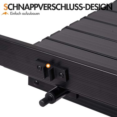 Складаний кемпінговий стіл Portal з регулюванням висоти, алюмінієвий, 120x70 см, чорний