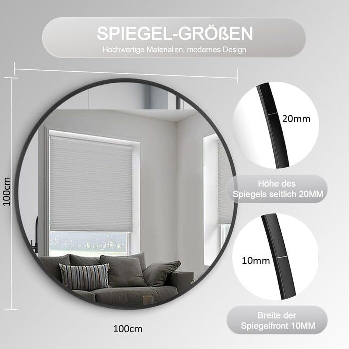 Дзеркало Spiegel для ванної кімнати 40x60 см, чорне, прямокутне, настінне, з металевим каркасом