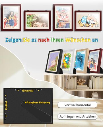 Рамка для дитячих малюнків Ciscle A4, 2 шт., махагоні, з фронтальним завантаженням для творчих робіт, школа, дім