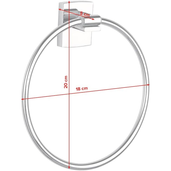 Кільце для рушника tesa KLAAM, хромоване - овальне кільце для рушникосушки - для настінного кріплення без свердління, вкл. клейовий розчин - 200 мм x 185 мм x 47 мм