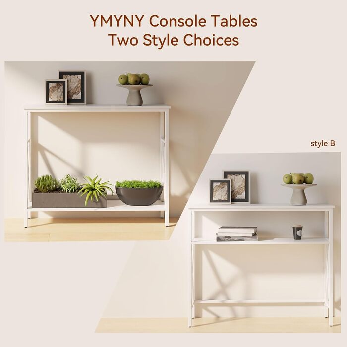 Консольний столик YMYNY з загартованим склом, промисловий стиль, 101x25x80.5 см (HGD007G)