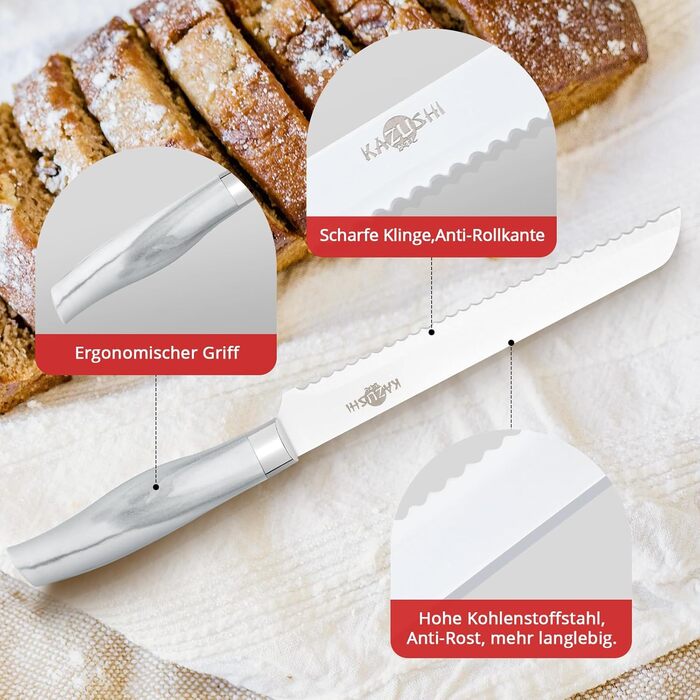 Набір кухонних ножів Messerblock Set: професійний набір з 6 предметів з нержавіючої сталі та дерев'яним блоком, з точильним каменем