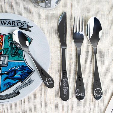 Набір дитячого столового прибору Кіндербестек Гаррі Поттер з гравіюванням - персоналізований столовий прилад з іменем або датою, бренд GEDA LABELS