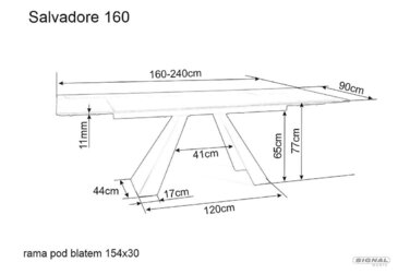 Стіл SALVADORE CERAMIC 160(240)*90 чорний SAHARA NOIR/чорний мат