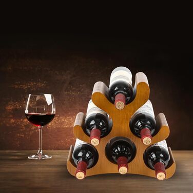 Стелаж для вина на 6 пляшок, підлоговий, для шафи, комори, бару, кухні (коричневий)