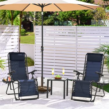 Лежак для відпочинку Yaheetech - розкладний садовий лежак з подушкою та тримачем для напоїв (блакитний, 2 шт.)