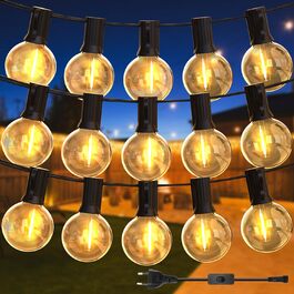 LED гірлянда для вулиці на батарейці з таймером, 9 метрів, 12 лампочок ST64, USB зарядка, 5000mAh, для декорування: сади, тераси, вікна, вечірки, весілля