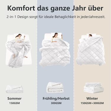 Комплект постільної білизни WAVVE: ковдра 135x200 для всіх сезонів (2 шт.) - ковдра 135x200, літня ковдра 135x200, зимова ковдра 135x200, стегане покривало 135x200, білий