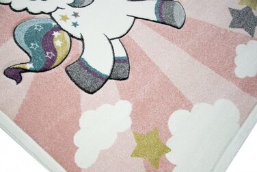 Дитячий килимок ігровий килимок дитячий килимок з веселкою єдинорога рожево-кремового кольору розмір 120x170 см (80 см круглої форми)
