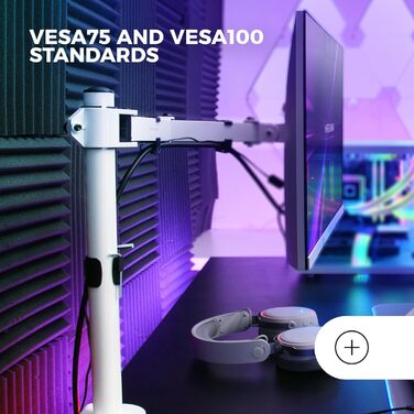 Кріплення для монітора Mars Gaming MARM1W, сумісний з VESA75/100, регульована висота, для моніторів до 32