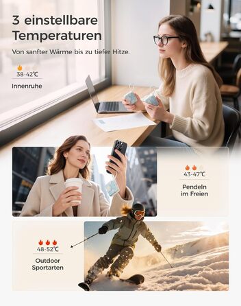 Електричні грілки для рук OCOOPA 2 шт., 3 режими нагріву, швидкий нагрів, 4000mAh, USB, для жінок, зимові, Outdoor