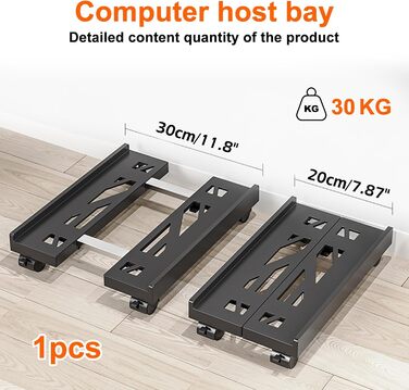 Підставка для комп'ютера SPORWAY: регульована платформа для системного блоку з 4 колесами, чорна