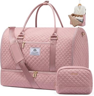 Сумка-органайзер для одягу LOVEVOOK для жінок, 53L, рожева: валіза, дорожня сумка, органайзер для взуття, набір 2 шт.