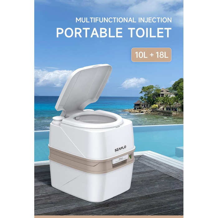Seaflo LIGHTEU 18L портативна інжекційна туалет для кемпінгу, автодому та відпочинку на природі