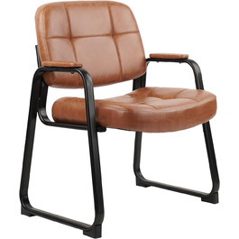 Крісла для відпочинку Big & Tall Clatina з підлокітниками, шкіра, стаціонарна база, без коліс, для офісу, лобі, дому, переговорів, конференцій, зони відпочинку, коричневий, 1 шт.